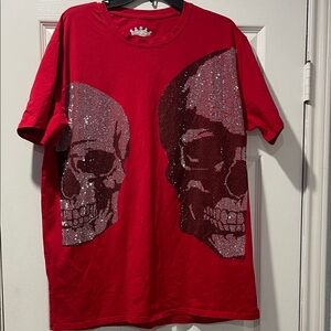 Head or Tails Bold Red Skull Graphic Tee